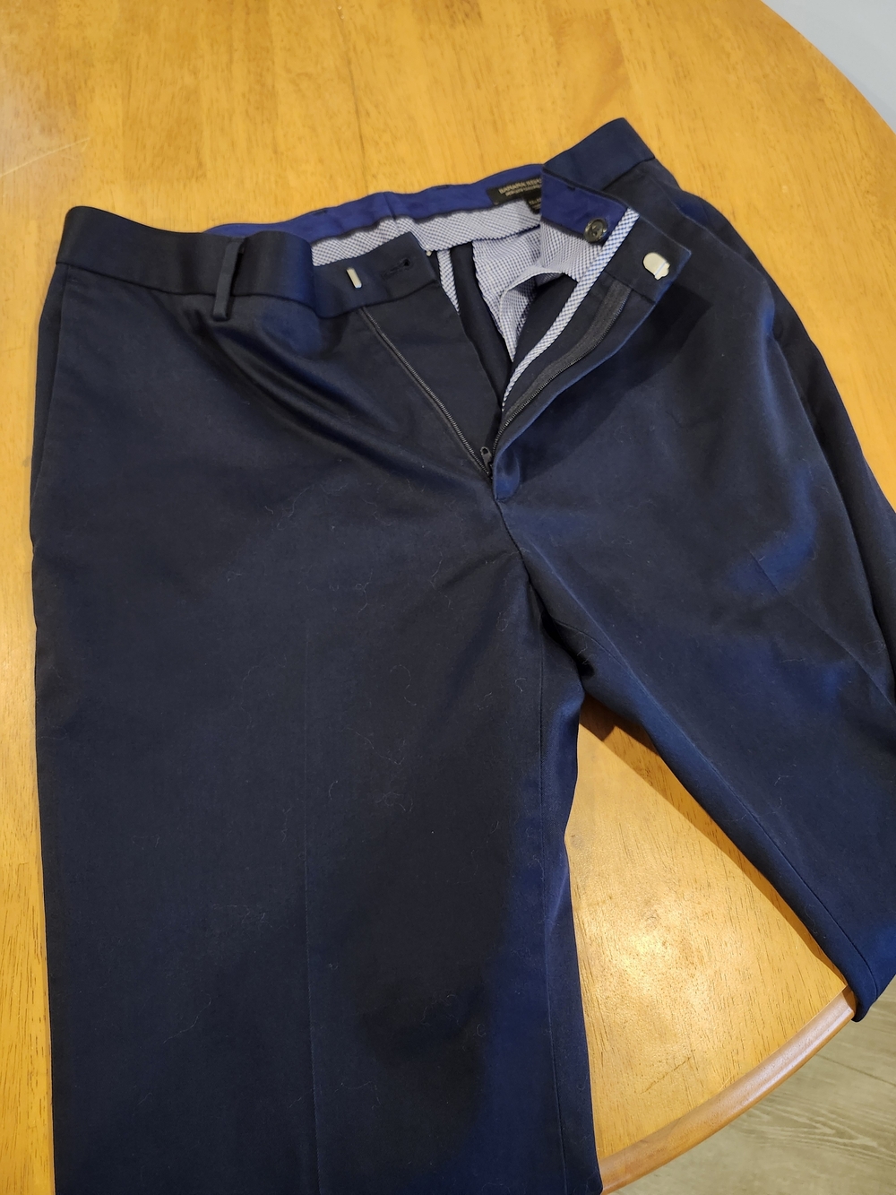 Banana Republic Men's Dark Navy Non-Iron Dress Trousers | Tailored Slim Fit | 32